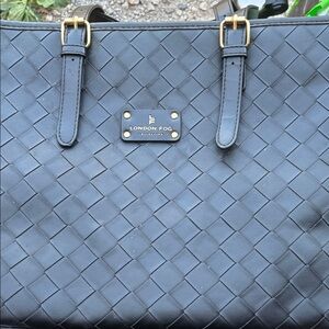 London Fog Black Woven Tote Bag